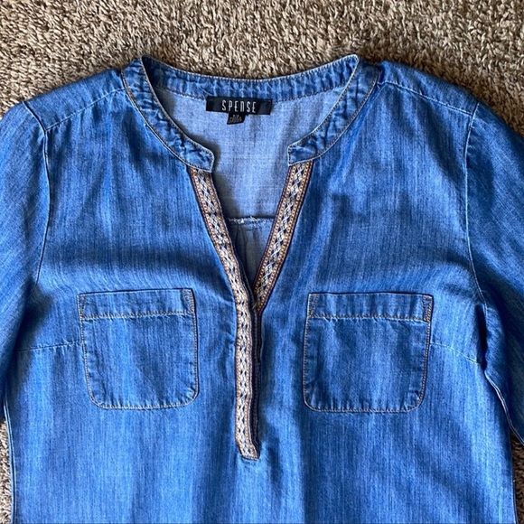 Spense Woman Women's 3/4 Roll Tab
Sleeve Dress 1/4 Button Denim Size 8 - Picture 7 of 7